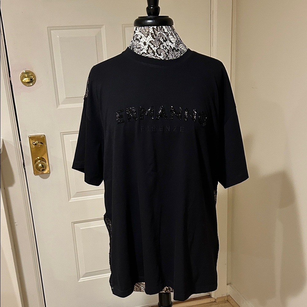 Ermanno Scervino Midnight Black Short Sleeve Tee